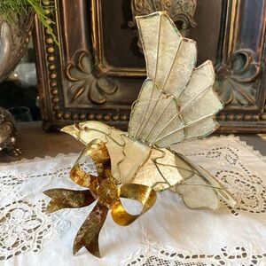 Vintage gold lined Capiz Shell dove Tree ornament